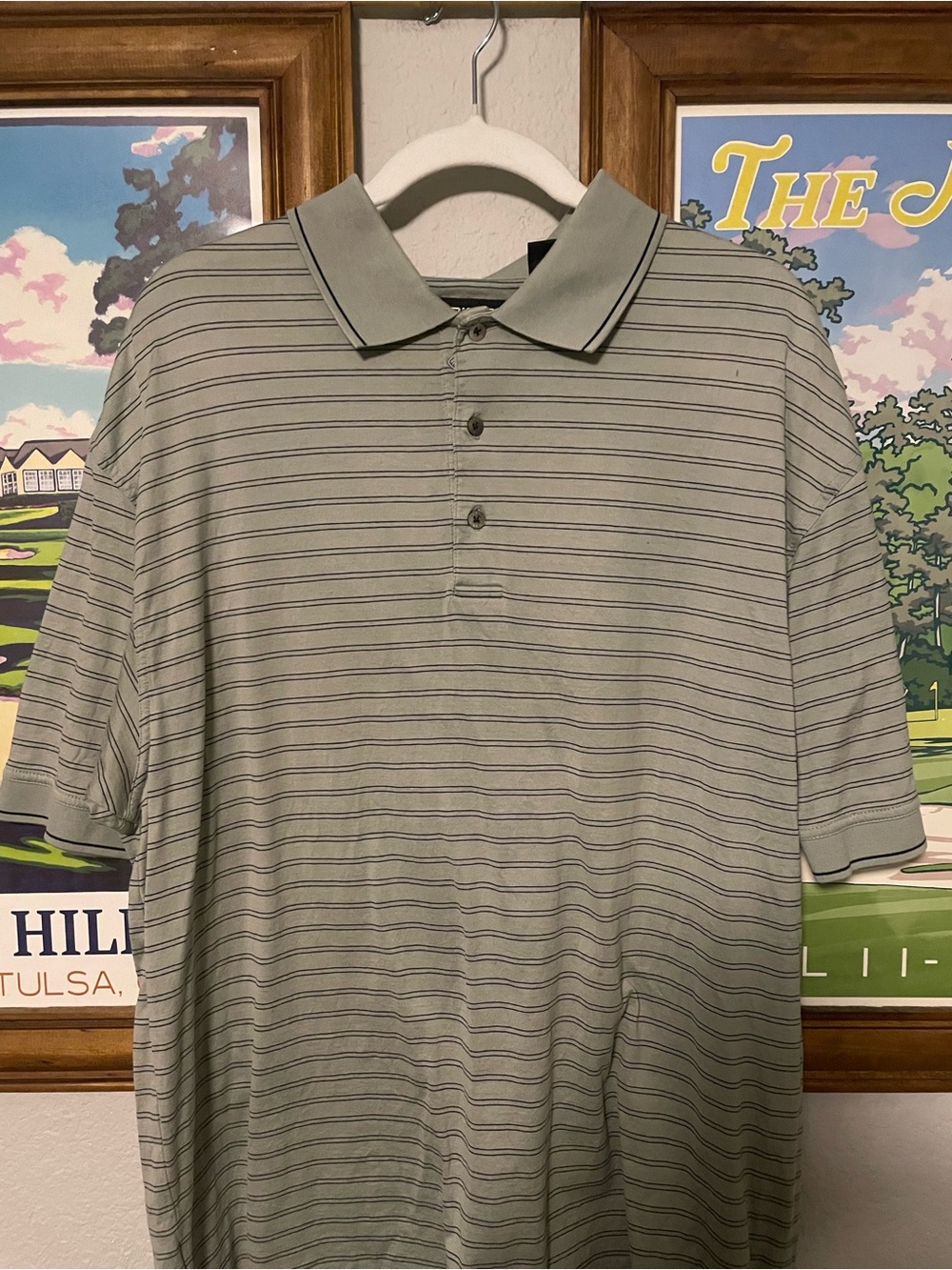 Ping Collection Mercerized Polo Shirt XL Sage Green Striped Golf Polo USA